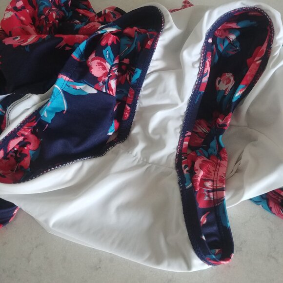 Modcloth HighDive navy blue red floral one piece swimsuit bathing suit c… - Picture 9 of 11